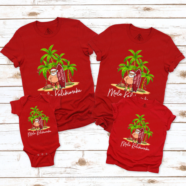 Personalized Hawaiian Christmas Family Matching T-Shirts Beepumpkin