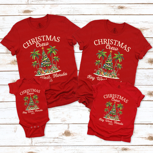 Personalized Tropical Christmas Group Family Matching T-Shirts Beepumpkin