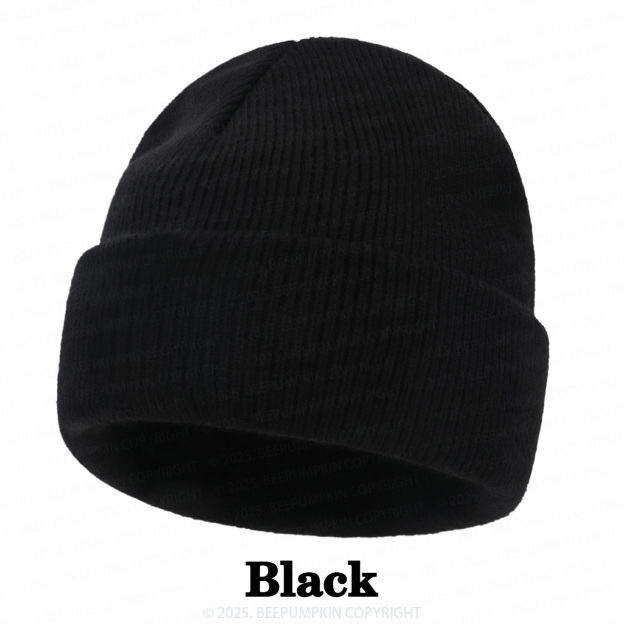 8 Colors Personalized Name Beanie Hat (Vegan Leather Patch)