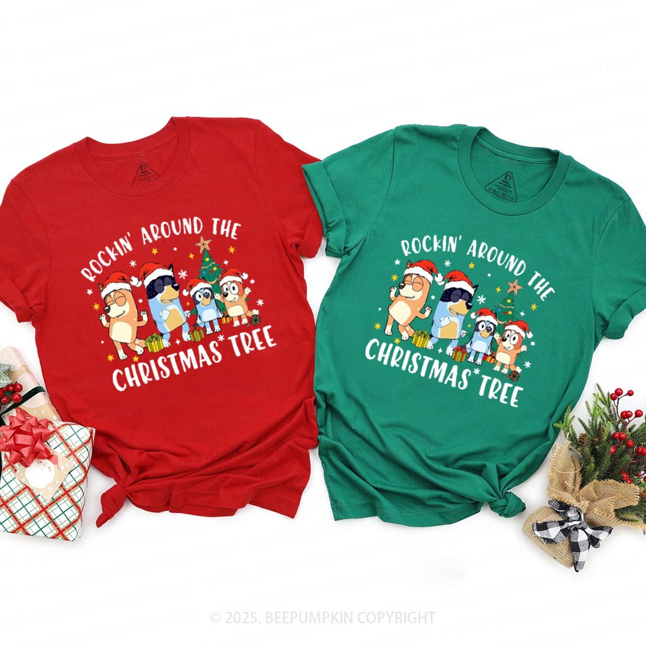 Rockin Around To Christmas Tree Family Matching T-Shirts Beepumpkin