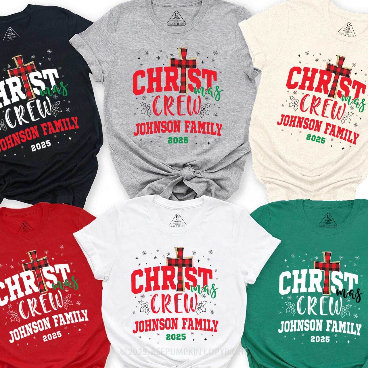 Personalized 2025 Christian Xmas Family Matching T-Shirts Beepumpkin