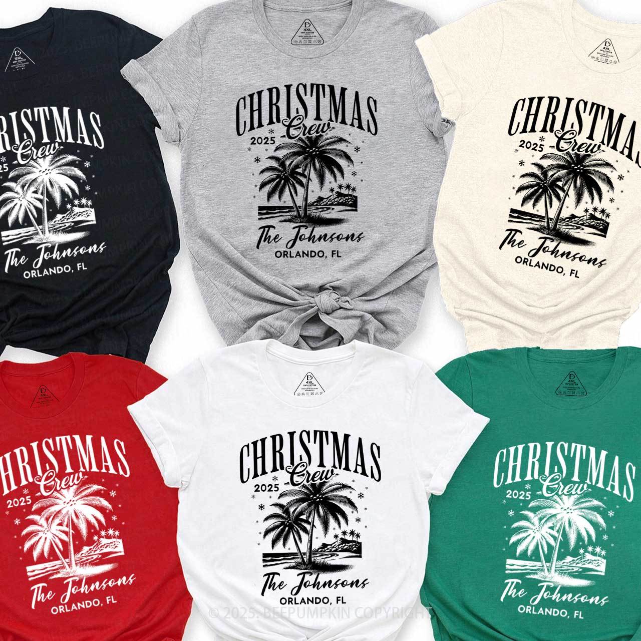 Personalized Beach Christmas Palm Tree Family Matching T-Shirts Beepumpkin