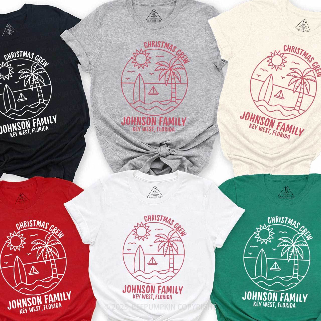 Personalized Coastal Christmas Crew Family Matching T-Shirts Beepumpkin