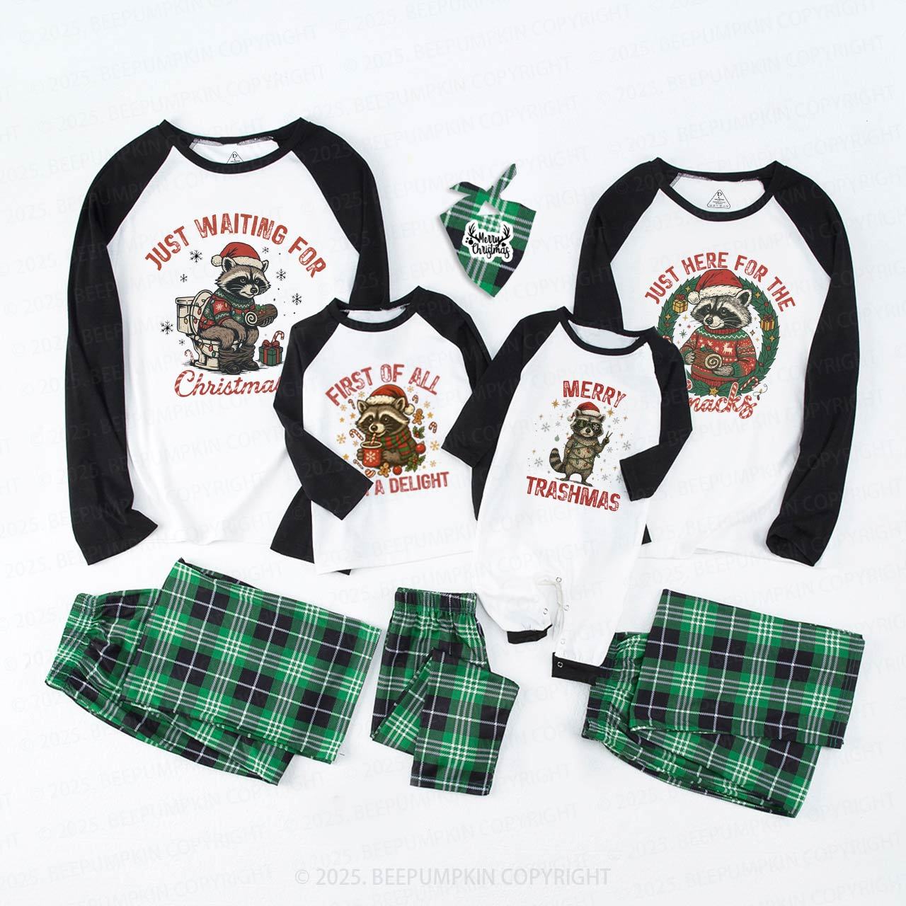 Personalized Christmas Raccoon Family Matching Pajamas