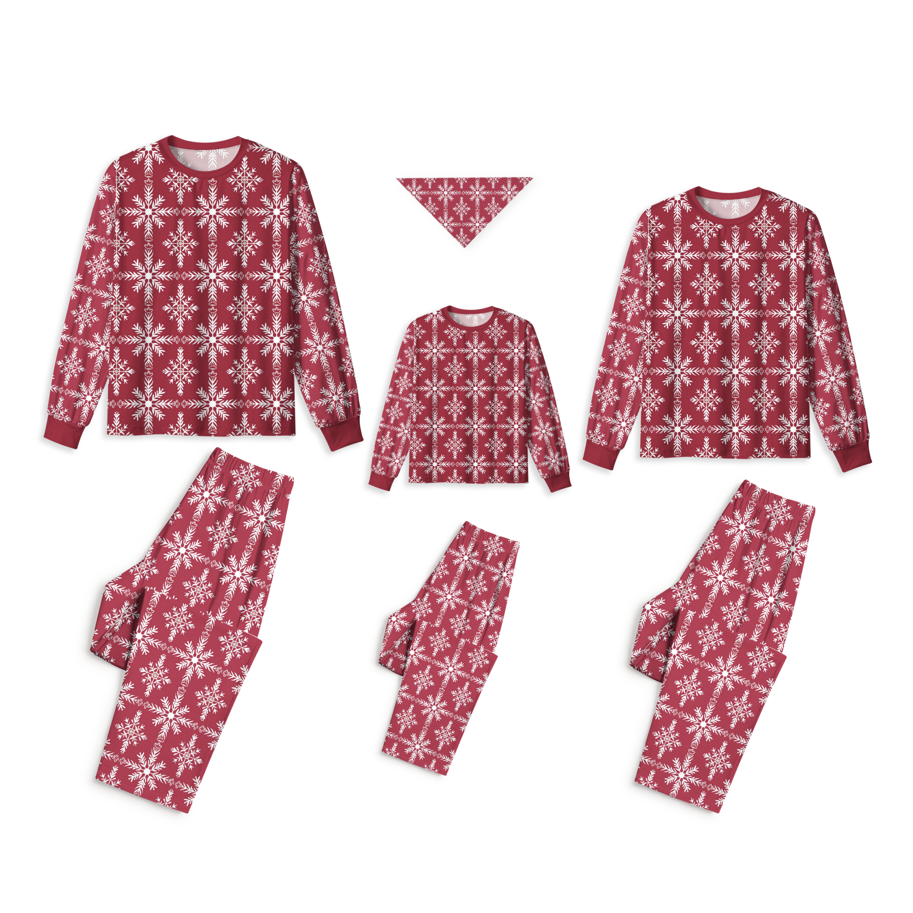 Crimson Snowfall All-Over Print Family Matching Pajama Sets