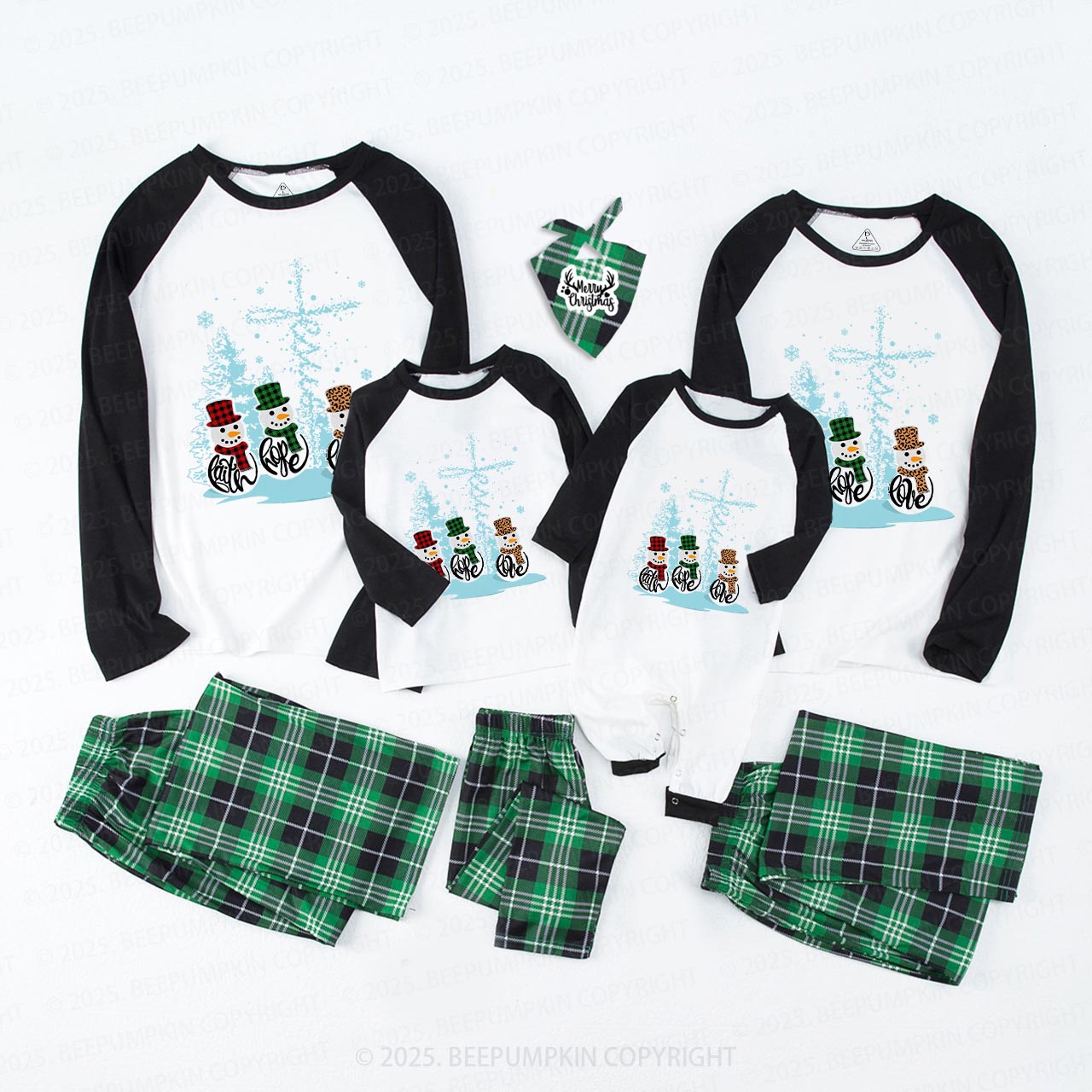 Faith Hope Love Snowmen Christmas Family Matching Pajamas