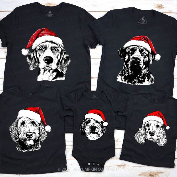 Personalized Santa Paws Dog Breed Family Matching T-Shirts Beepumpkin