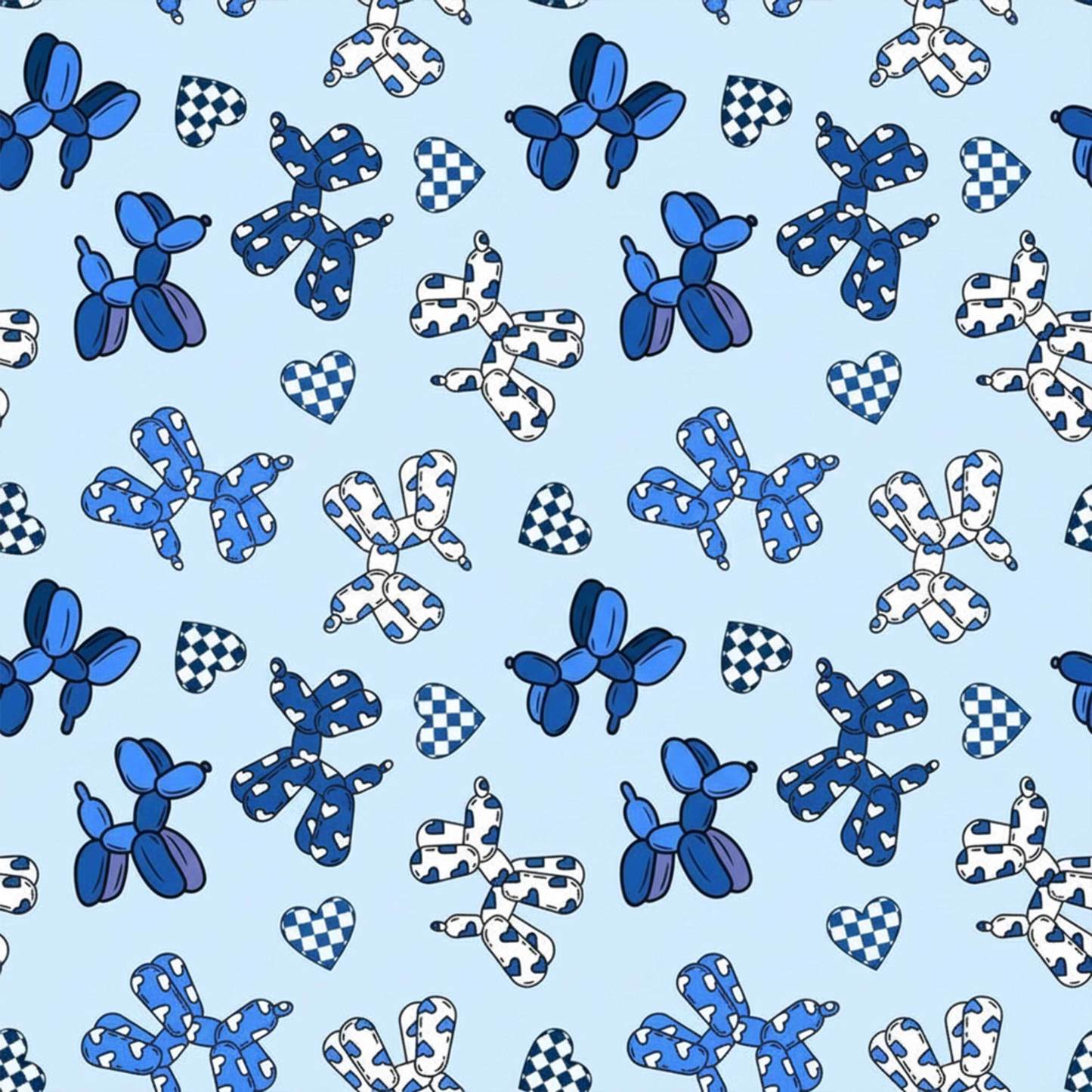 Pink And Blue Balloon Dog Mom&Me All-Over Print Matching Pajama Sets