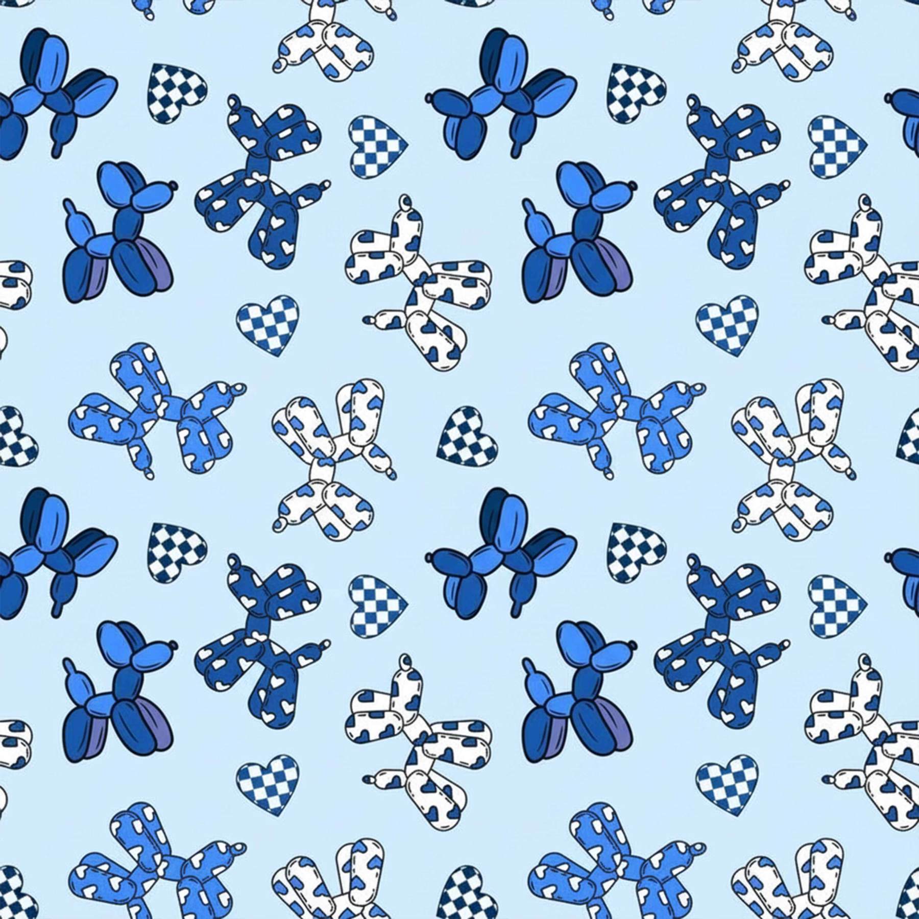 Pink And Blue Balloon Dog Mom&Me All-Over Print Matching Pajama Sets