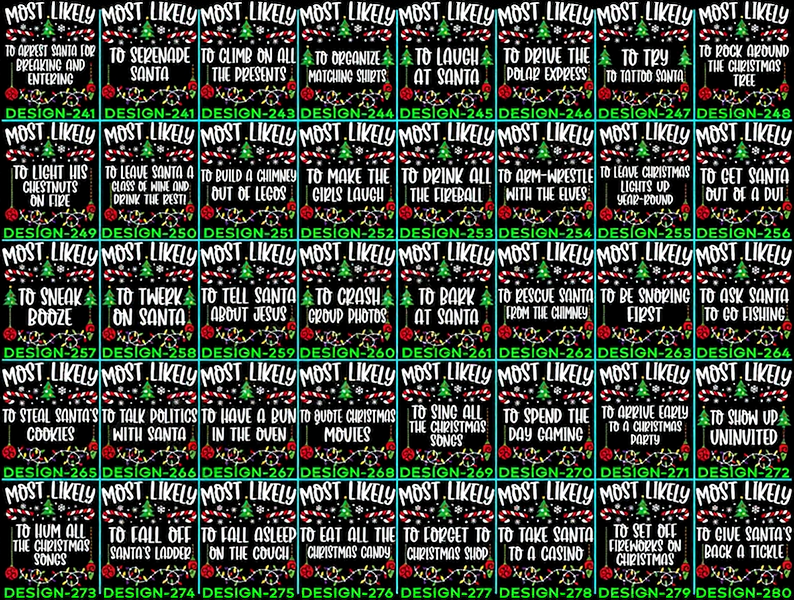 48 Quotes Most Likely To Christmas Family Matching Shirt