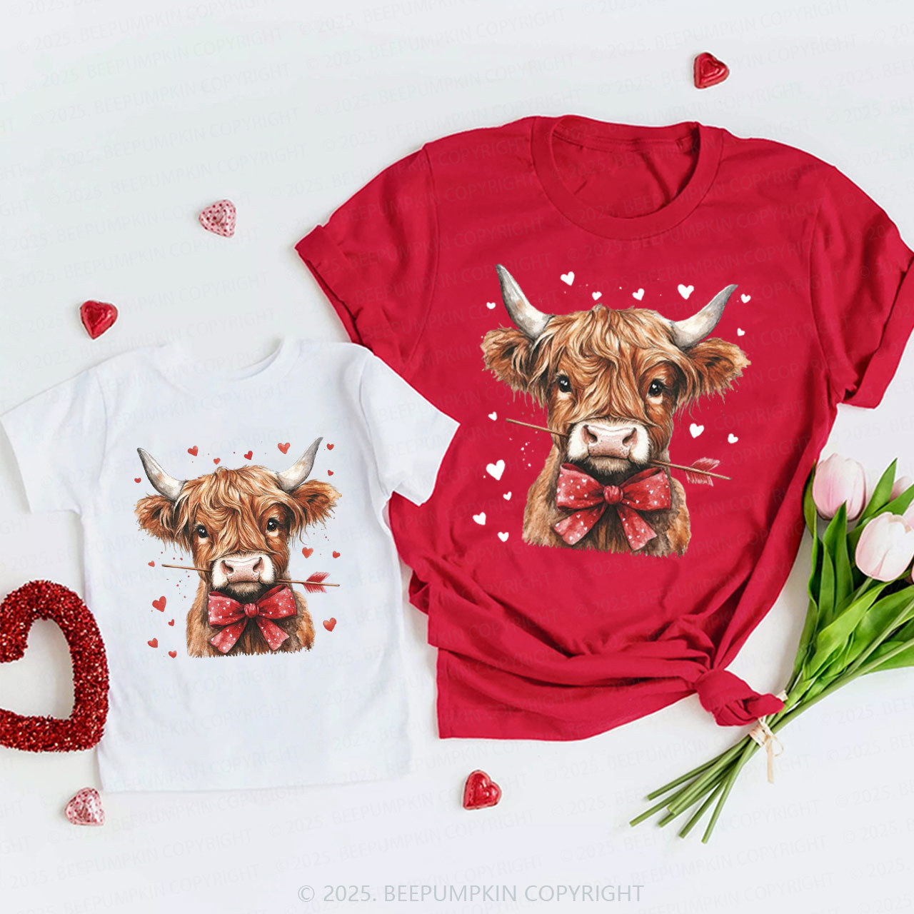 Highland Cow Valentine's Day Family Shirt