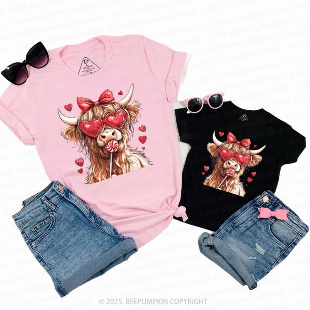 Highland Cow Valentine's Day Family Shirt