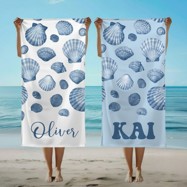 Personalized Seashell Beach Towel