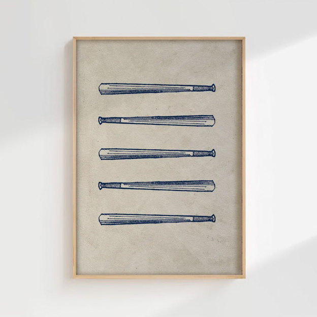 Set Of 6 Retro Ballpark Digital Nursery Wall Art