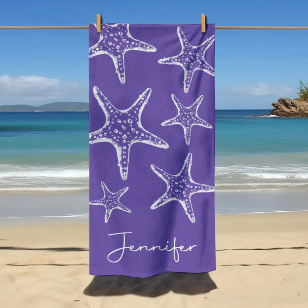 Personalized Starfish Name Beach Towel