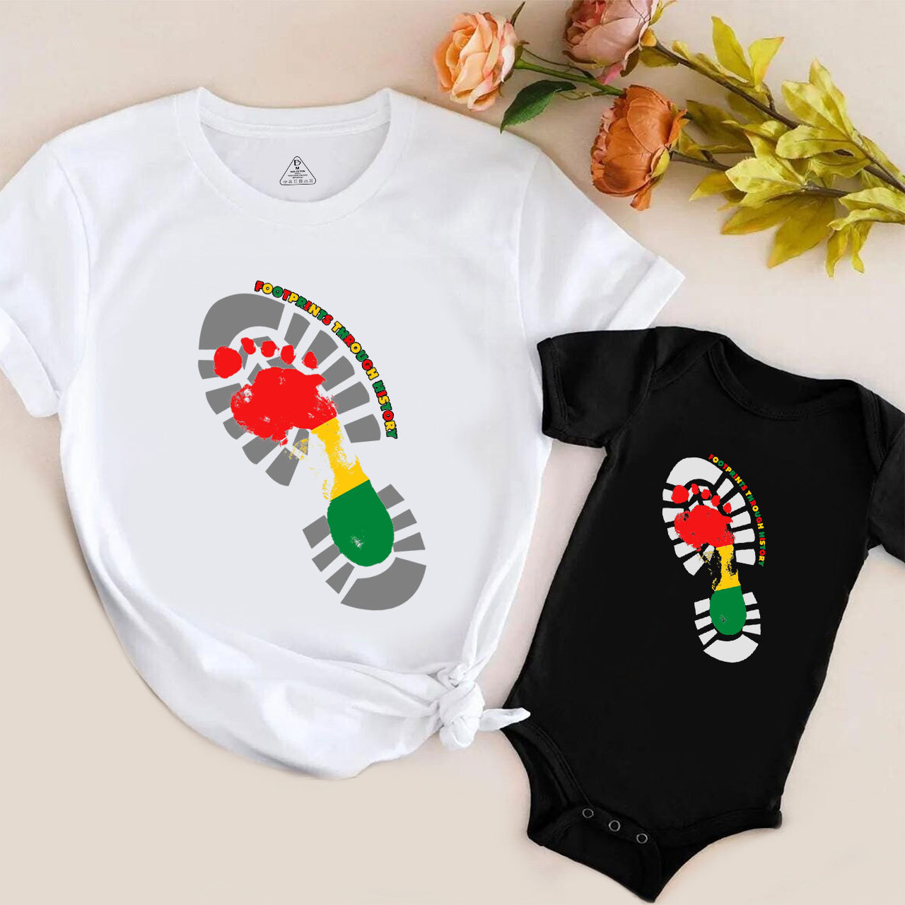 Black History Month Footprint Mom&Me Matching Tees