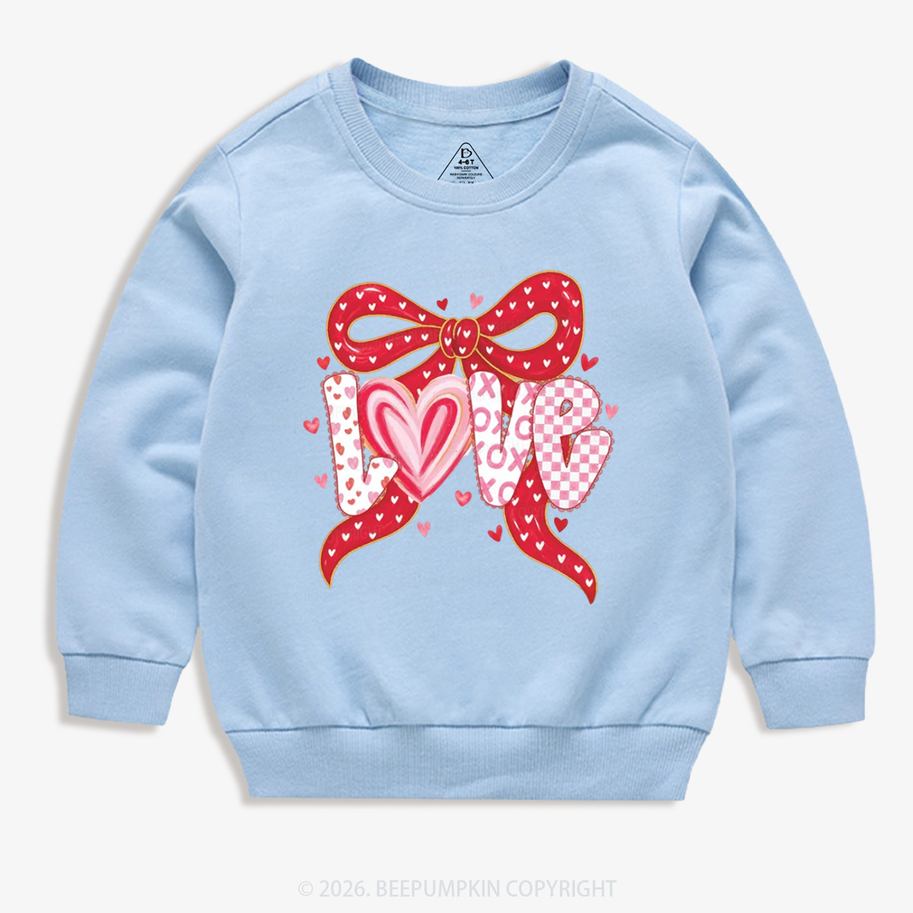 Coquette Bow Love Valentine's Day Kid's Sweatshirt