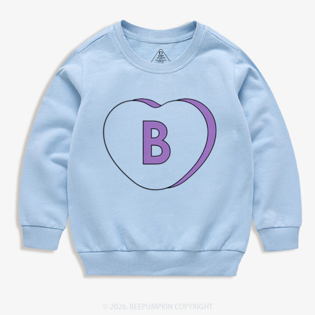 Personalized Candy Heart Initial Valentine's Day Kid's Sweatshirt