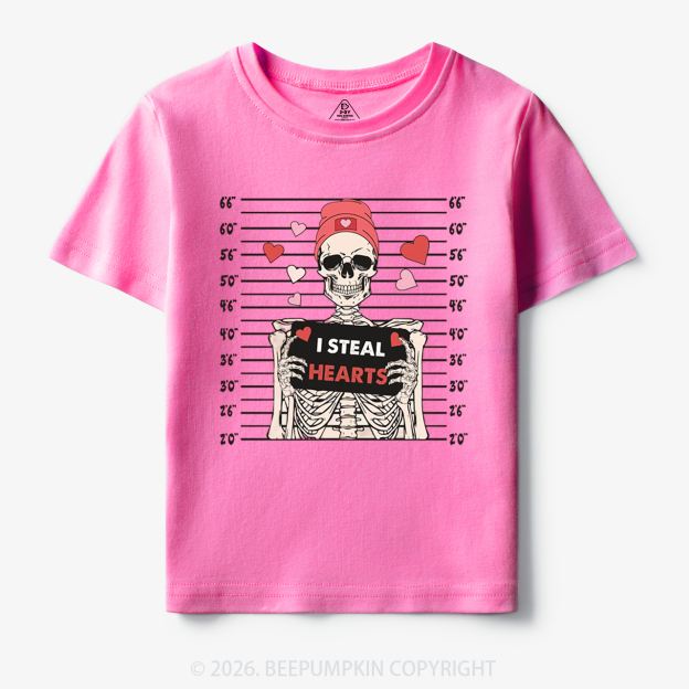 I Steal Hearts Skeleton Valentine's Day Toddler&Kid's Tees Beepumpkin
