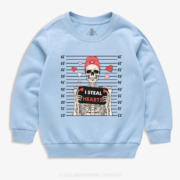 I Steal Hearts Skeleton Valentine's Day Kid's Sweatshirt