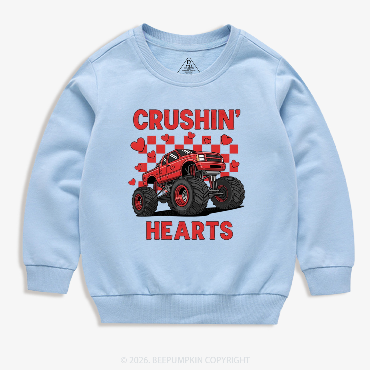 Crushin' Hearts Truck Valentine's Day Kid's Sweatshirt