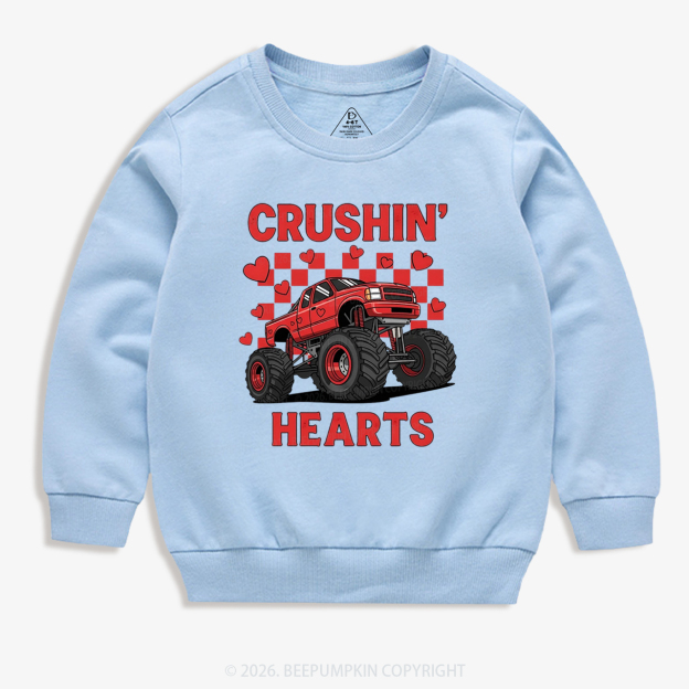 Crushin' Hearts Truck Valentine's Day Kid's Sweatshirt