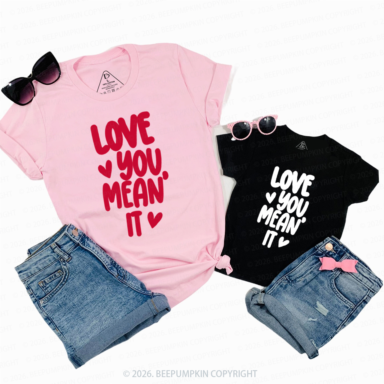 Love you Mean it Valentine's Day Family Shirt