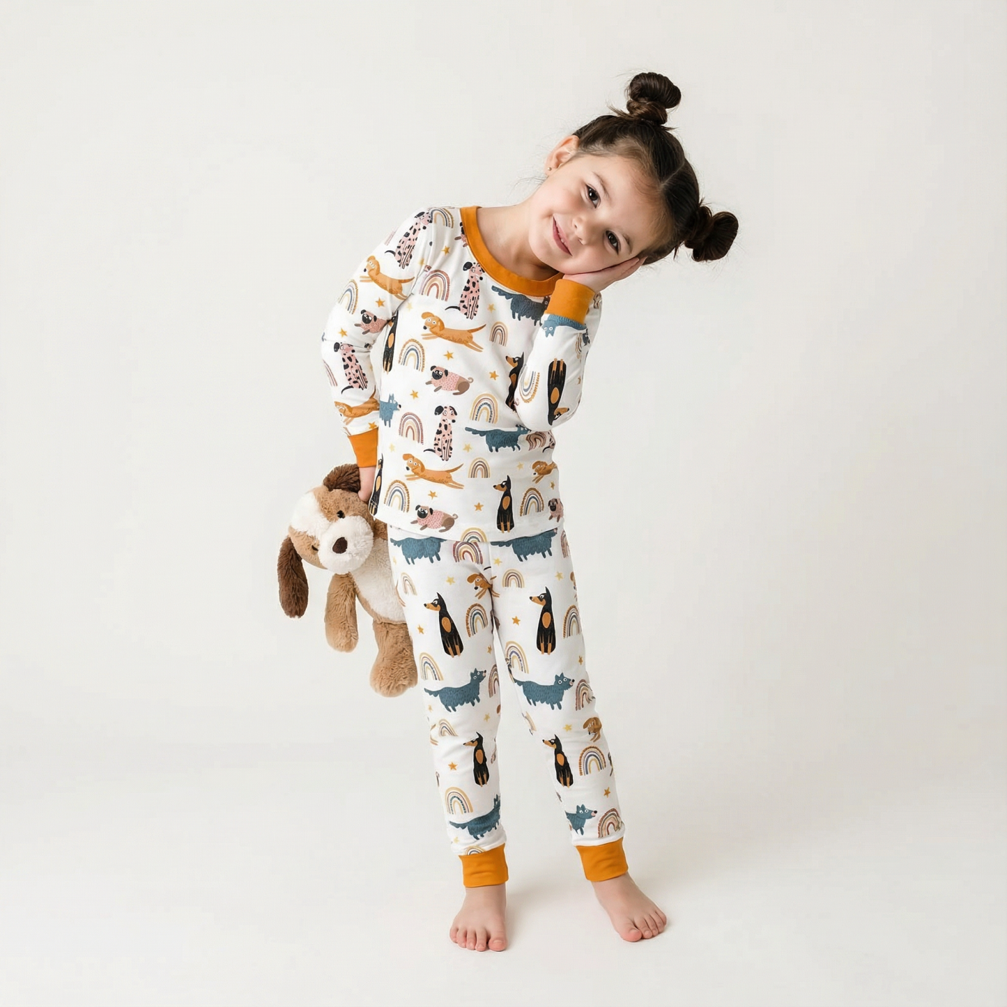 Rainbow Lovely Dog Two-Piece Pajama Set For Kids