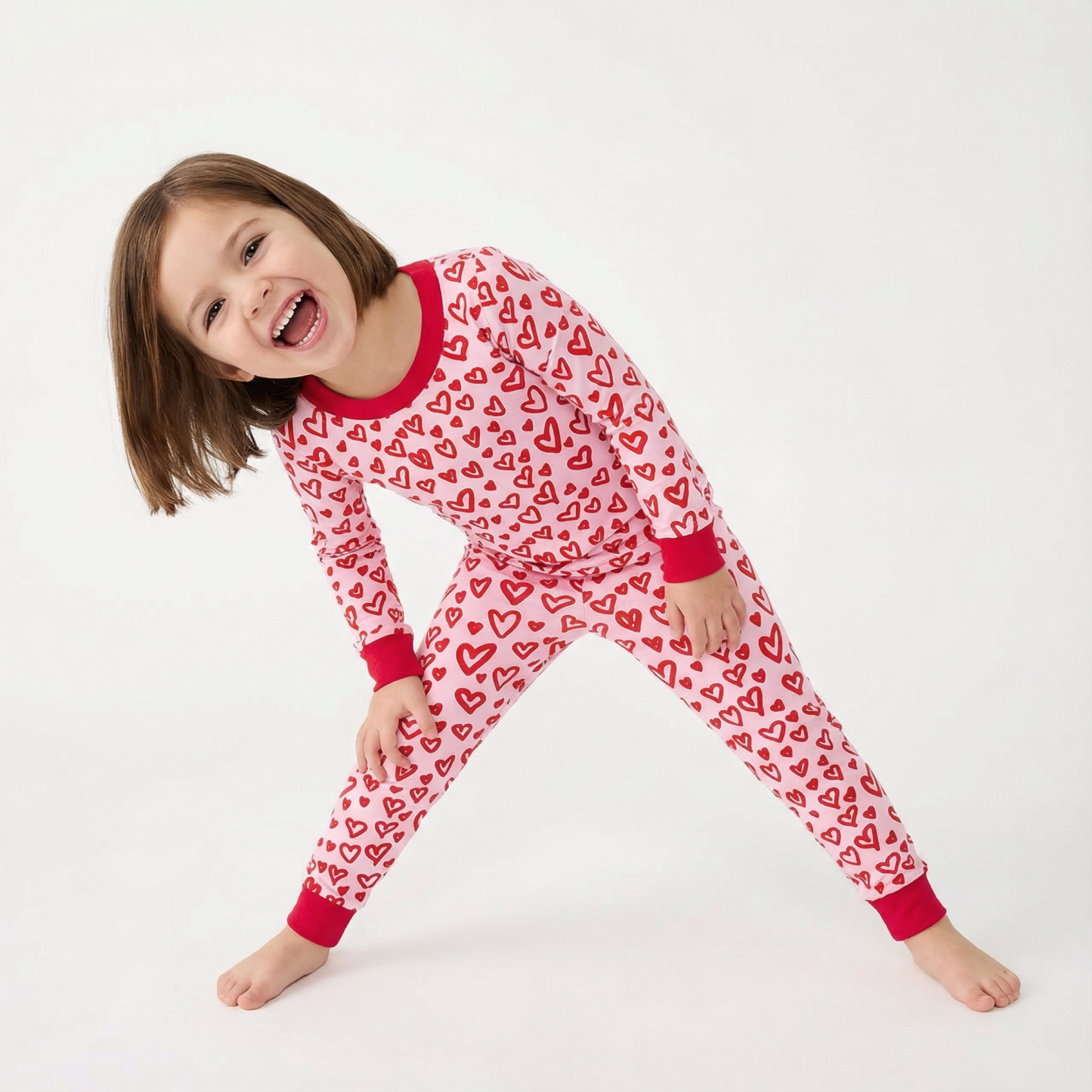 Little Hearts Two-Piece Pajama Set For Kids