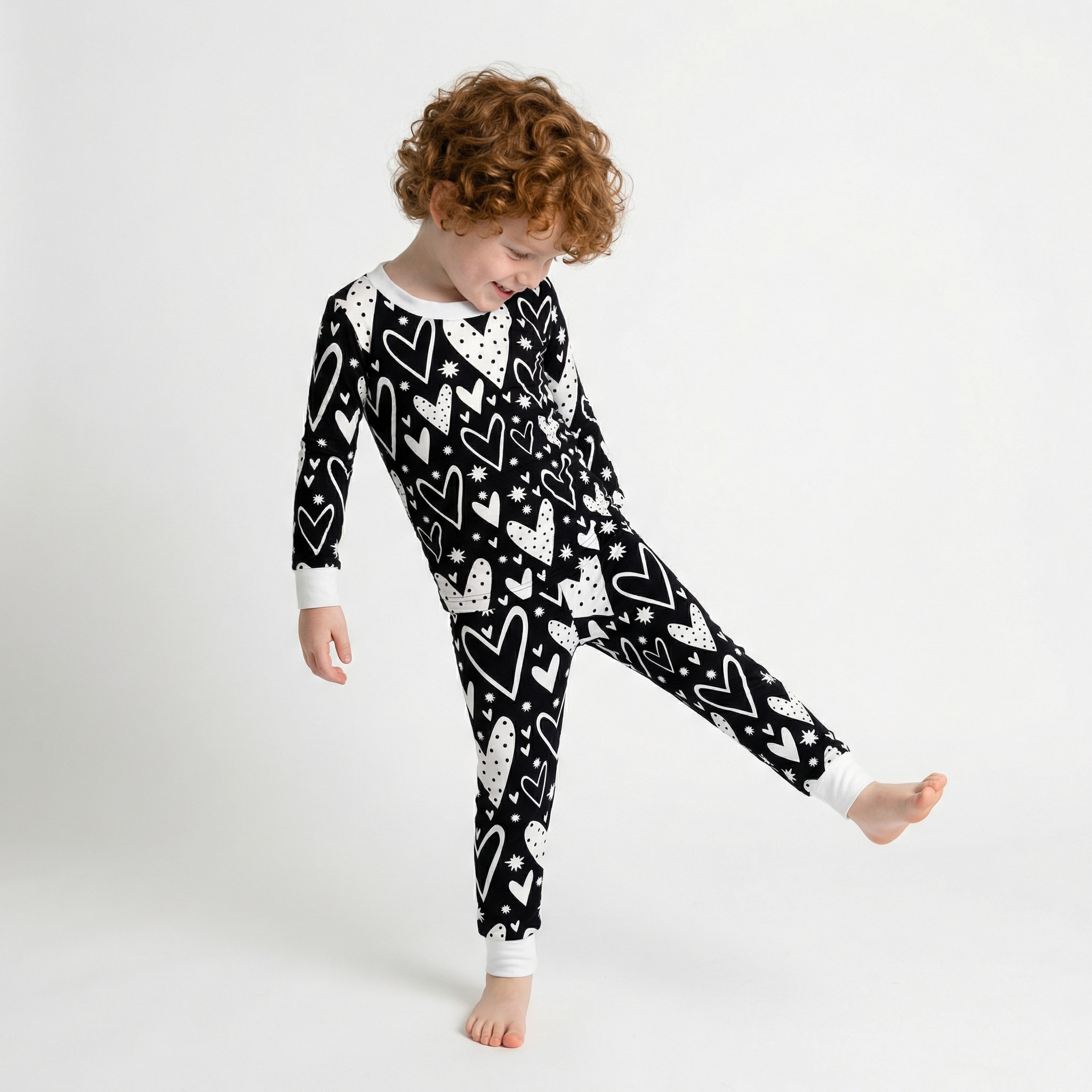 Midnight Hearts Two-Piece Pajama Set For Kids