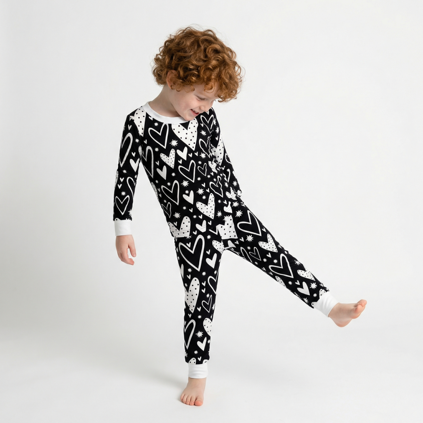 Midnight Hearts Two-Piece Pajama Set For Kids
