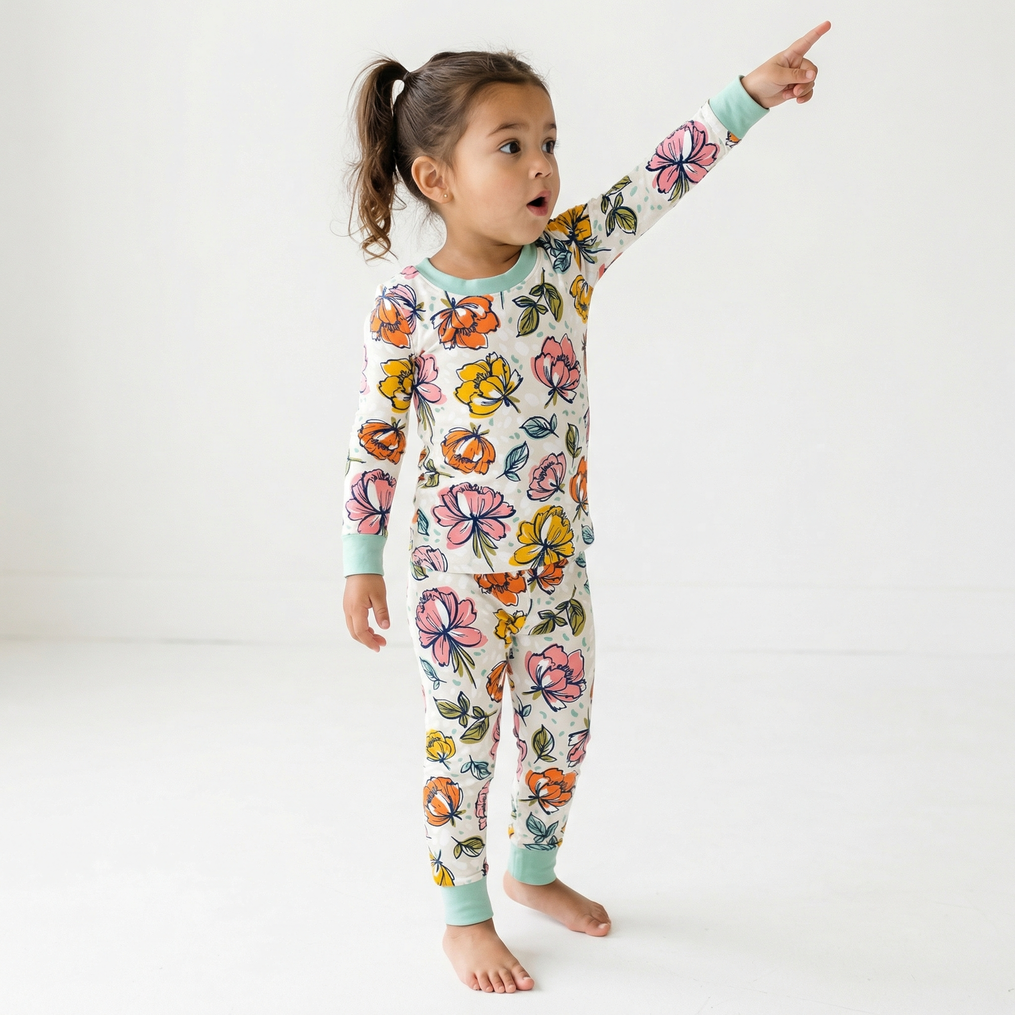 Spring Sunny Garden Two-Piece Pajama Set For Kids