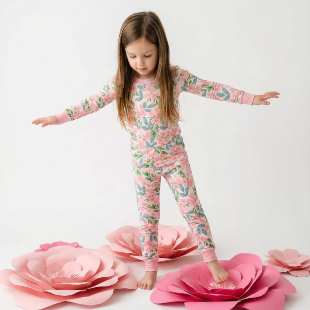 Spring Garden Two-Piece Pajama Set For Kids