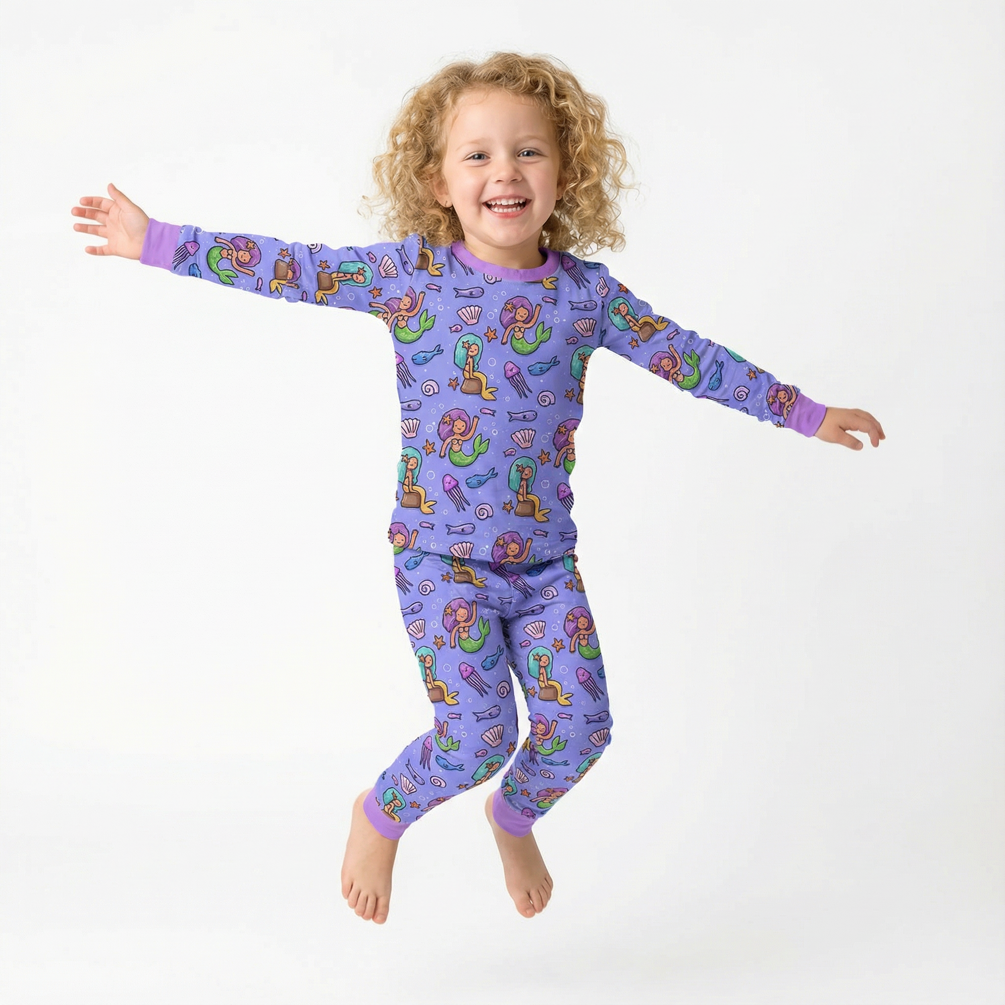 Magical Mermaid Two-Piece Pajama Set For Kids