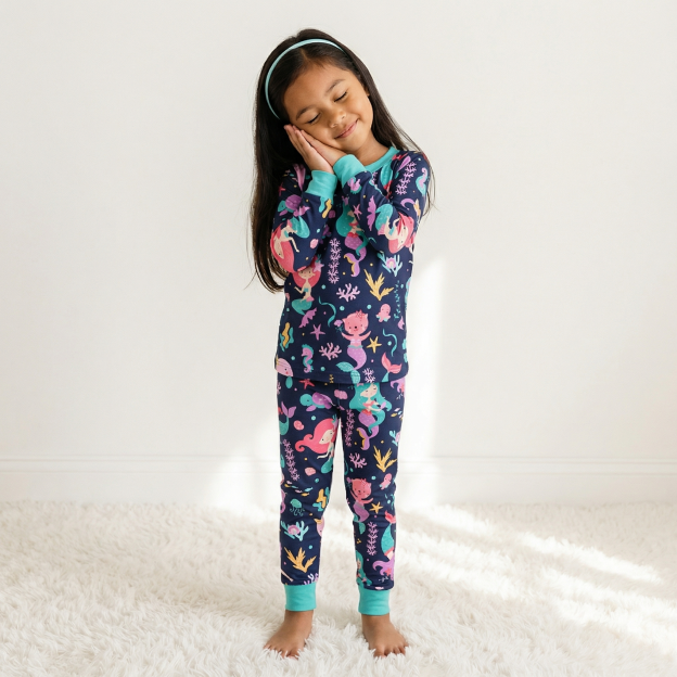 Magical Sea Mermaid Two-Piece Pajama Set For Kids