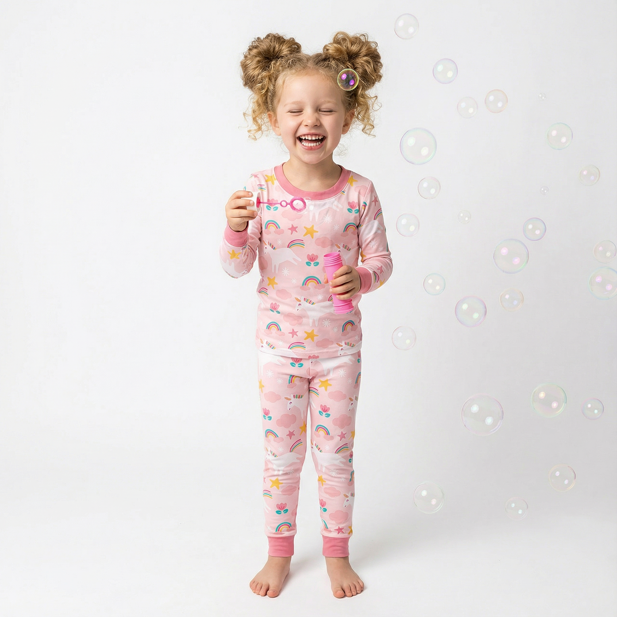 Moonlight Unicorn Two-Piece Pajama Set For Kids