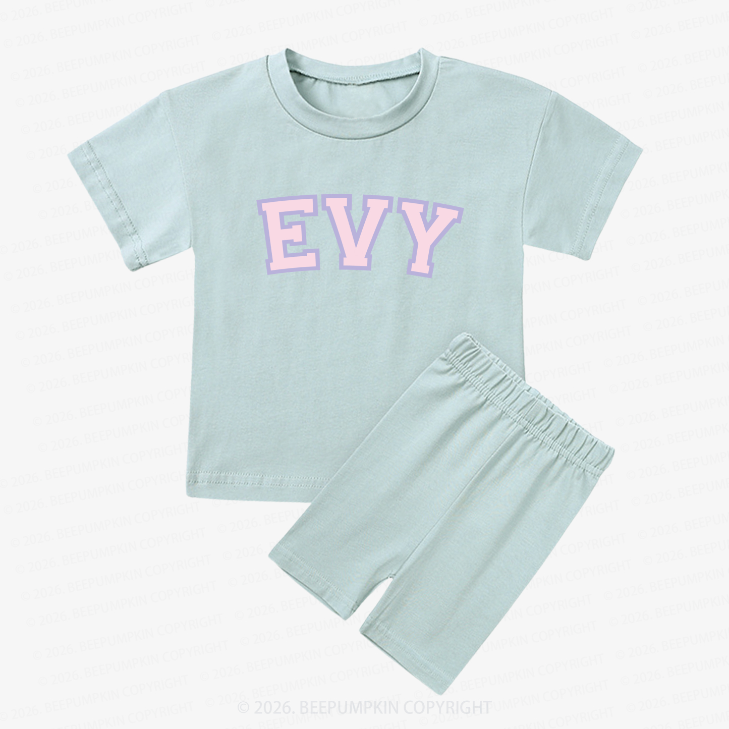 Personalized Name Kids Biker Shorts&Tee