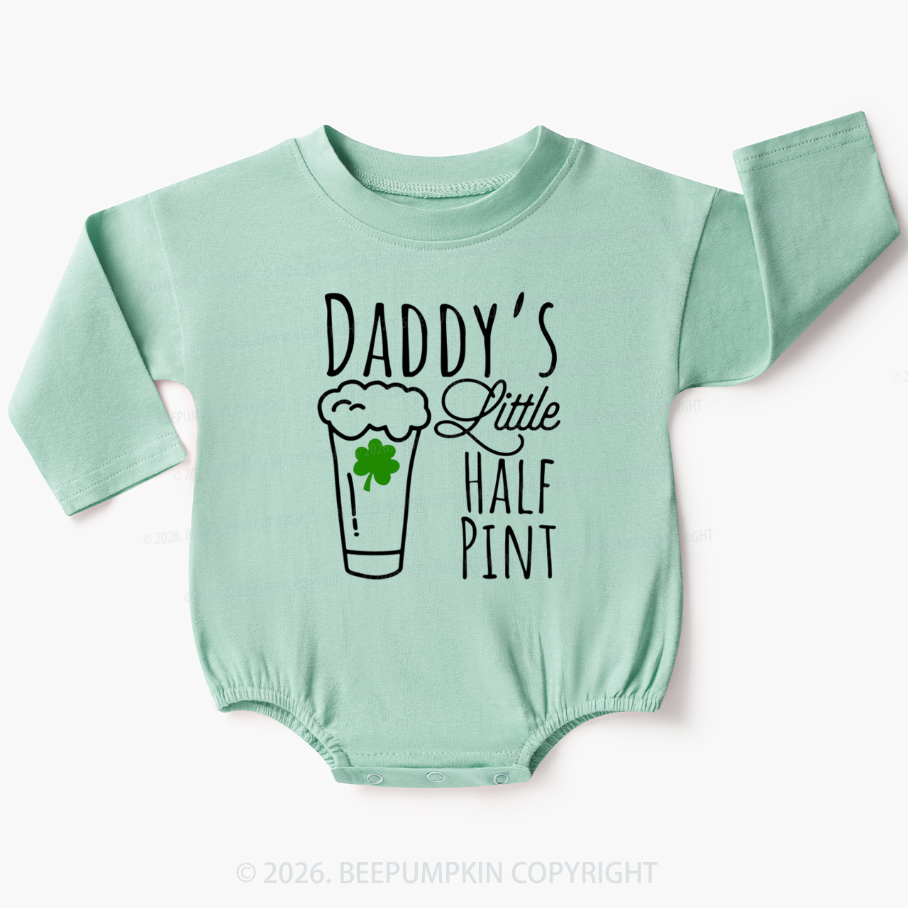 Daddy's Little Half Pint St. Patrick's Day Baby Bubble Romper Beepumpkin