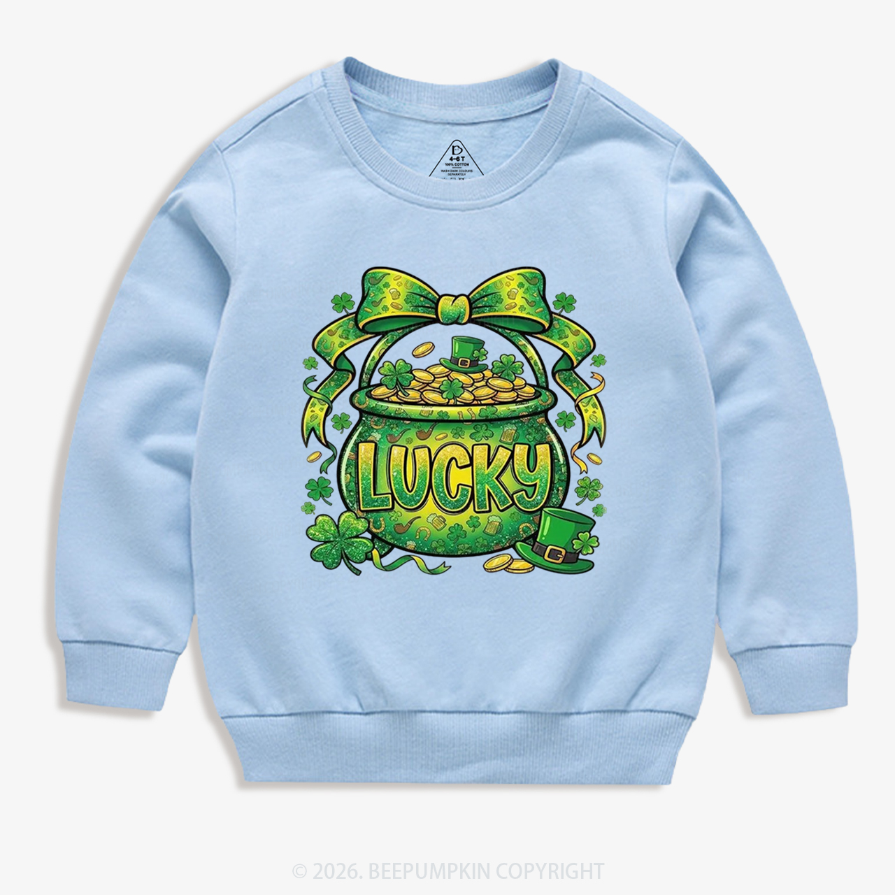 Lucky Shamrock Coquette St. Patrick's Day Kid's Sweatshirt