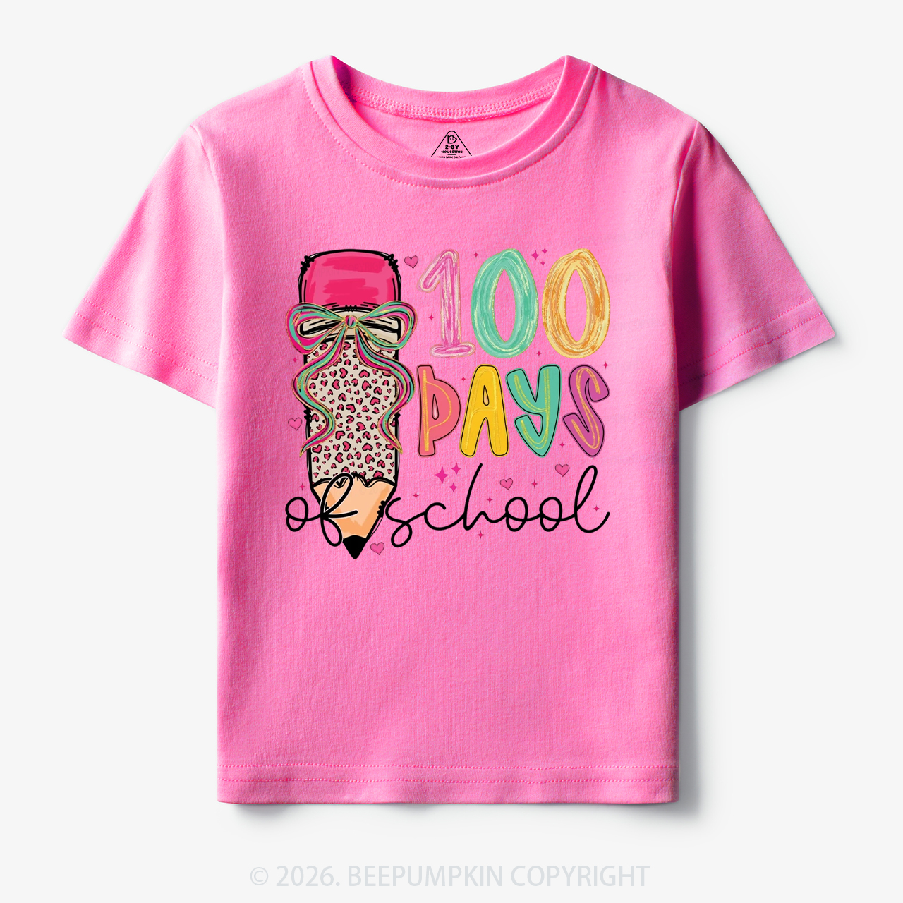 Bow Pencil 100 Days Of  School  Edition Toddler&Kid's Tees