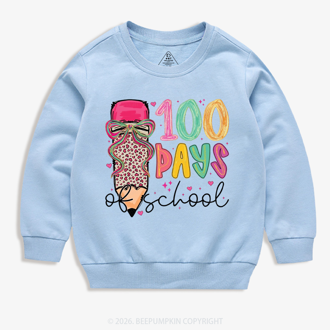Bow Pencil 100 Days Of  School  Edition Toddler&Kid's Sweatshirt