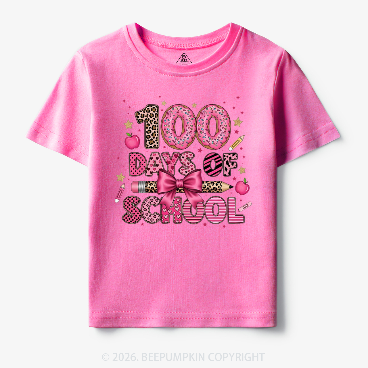 Preppy Pink Bow 100 Days Of School Toddler&Kid's Tees
