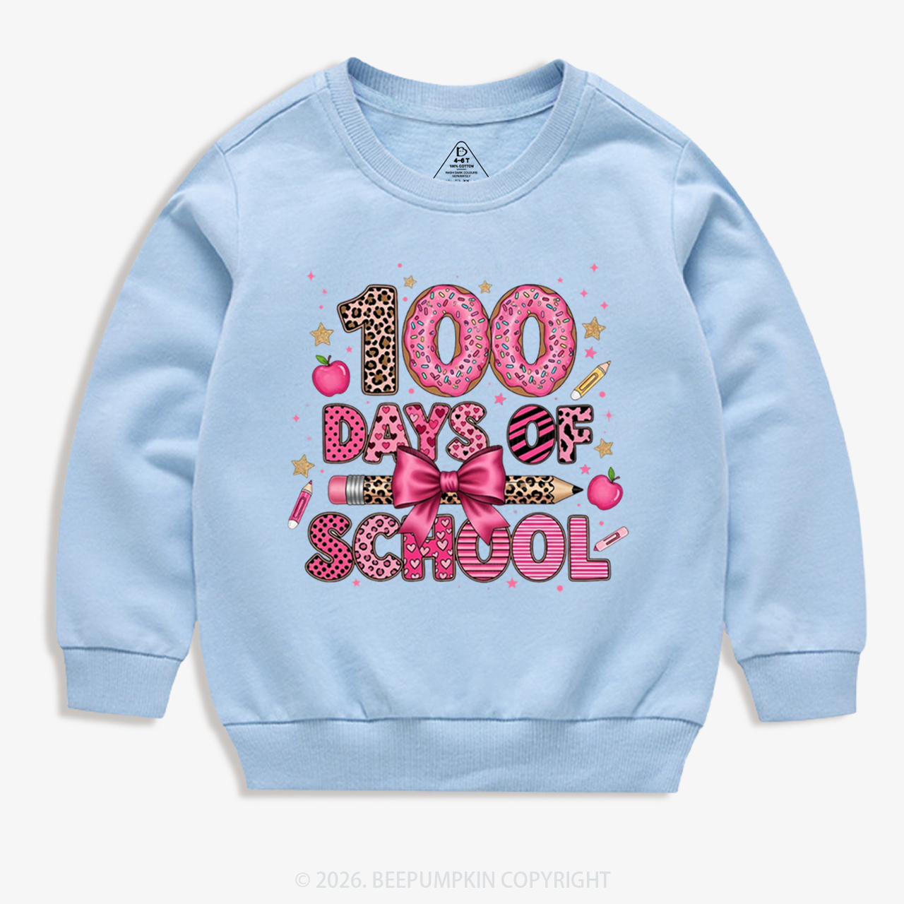 Preppy Pink Bow 100 Days Of School Toddler&Kid's Sweatshirt
