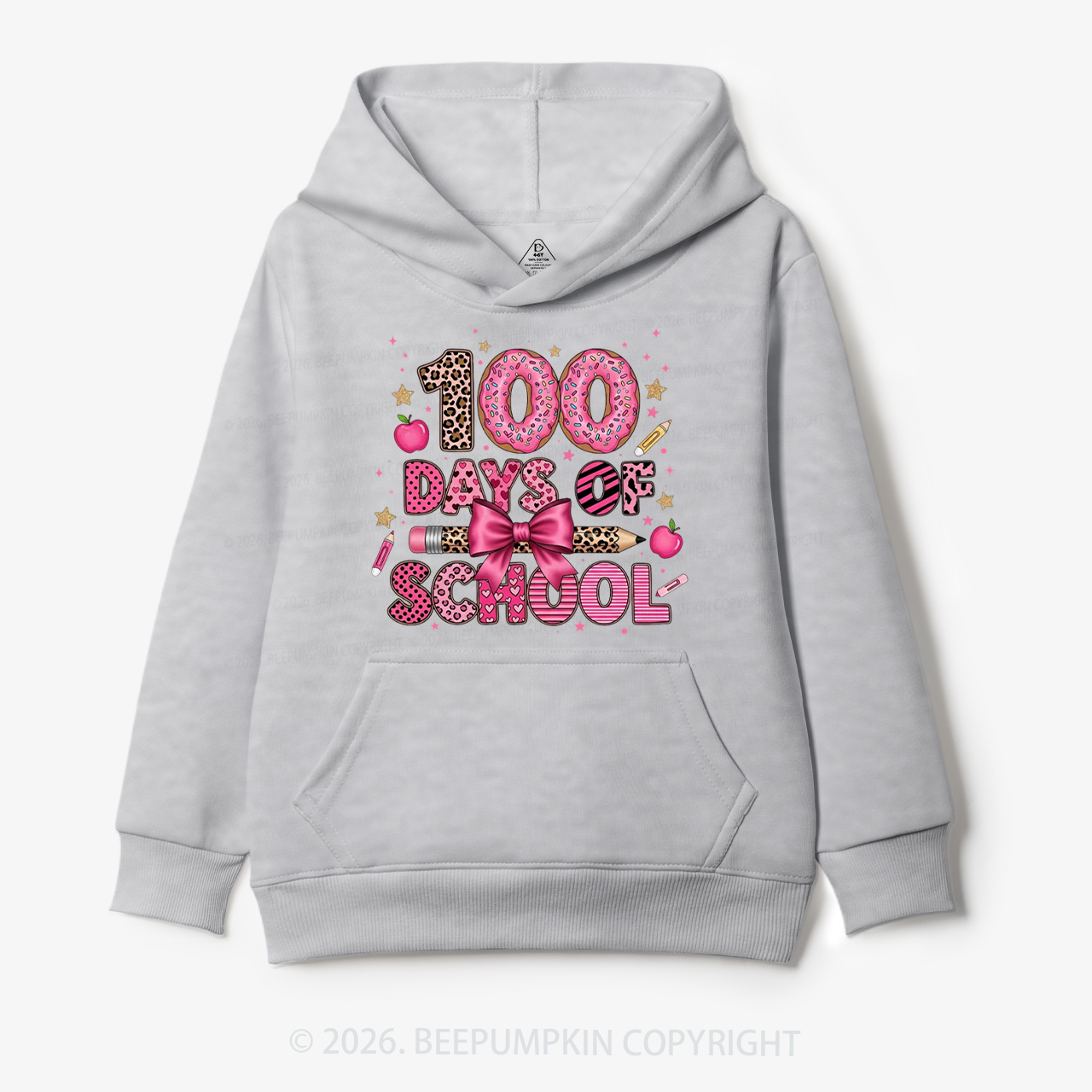 Preppy Pink Bow 100 Days Of School Toddler&Kid's Hoodies