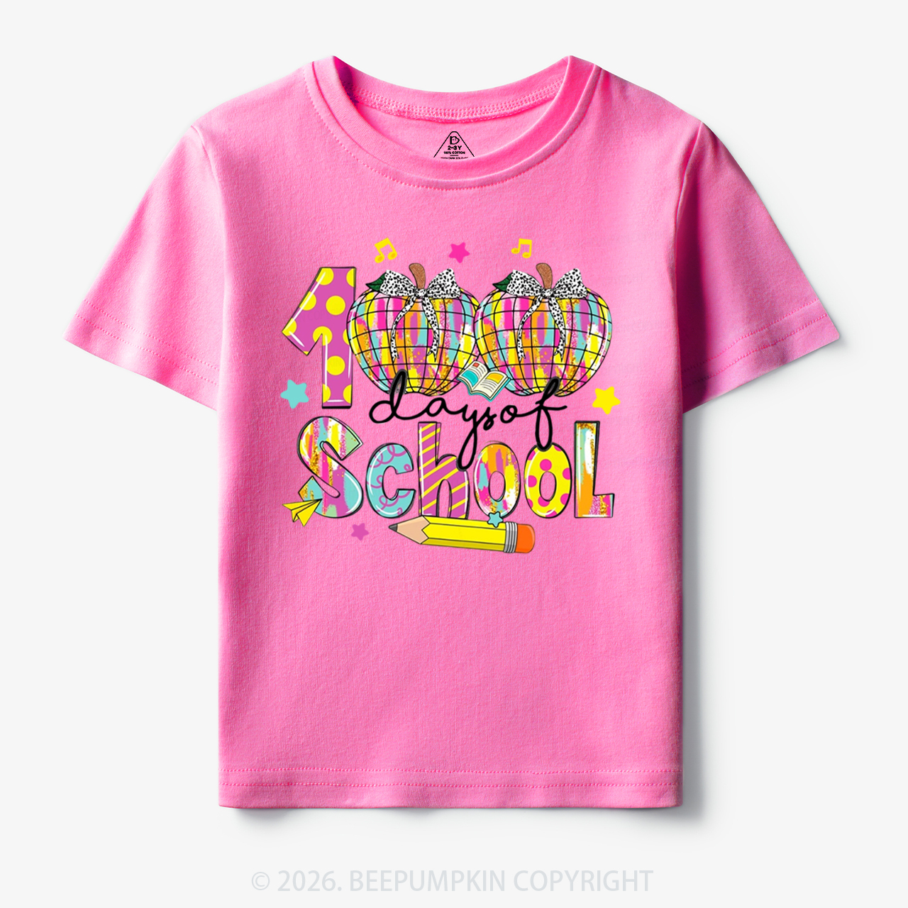 Bow & Plaid 100 Days of School Toddler&Kid's Tees