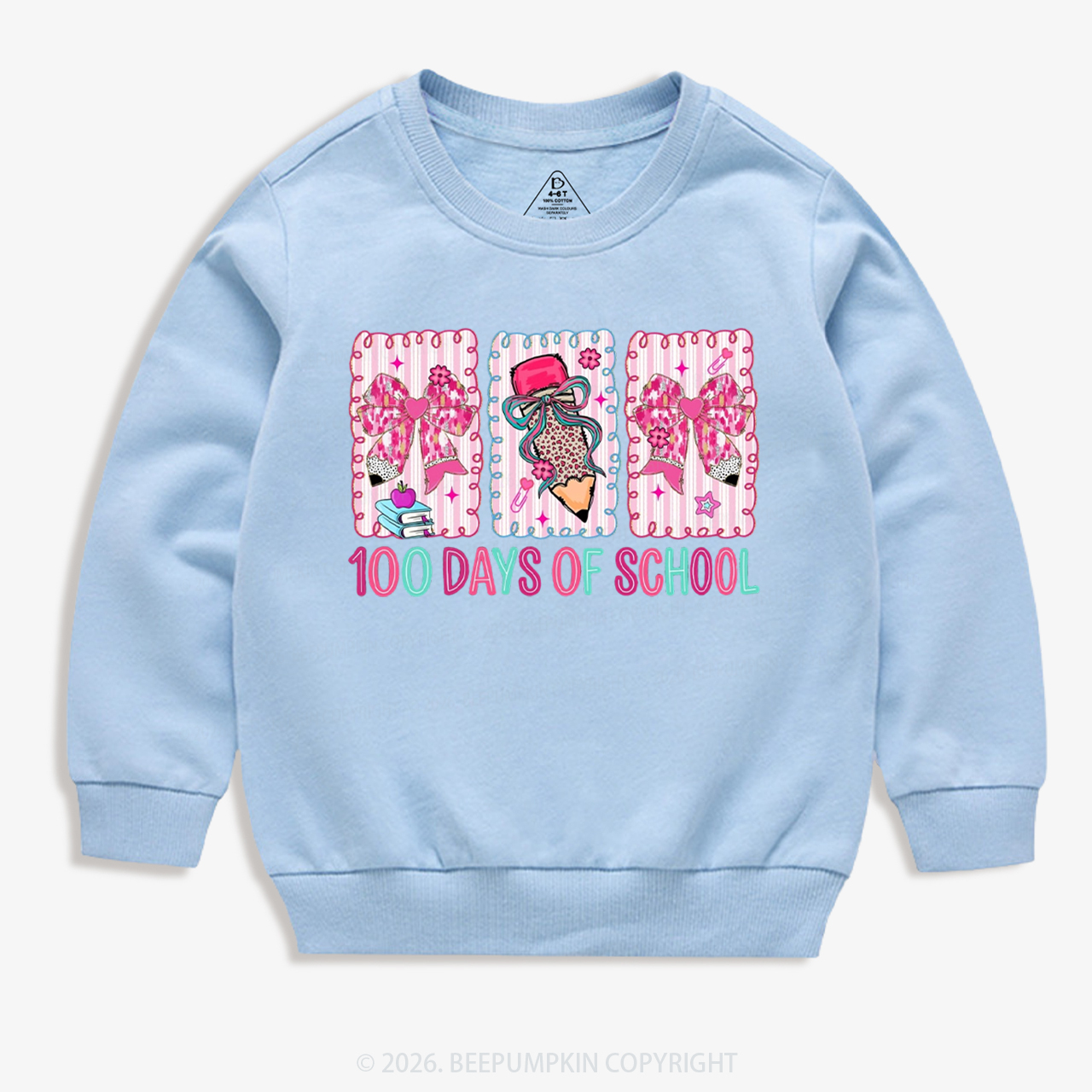 100 Days of School Coquette Bow Pencil Toddler&Kid's Sweatshirt