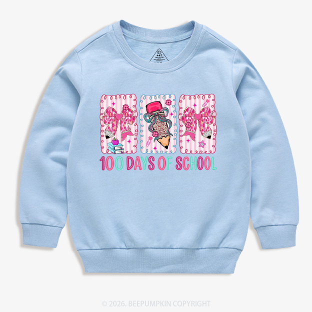 100 Days of School Coquette Bow Pencil Toddler&Kid's Sweatshirt