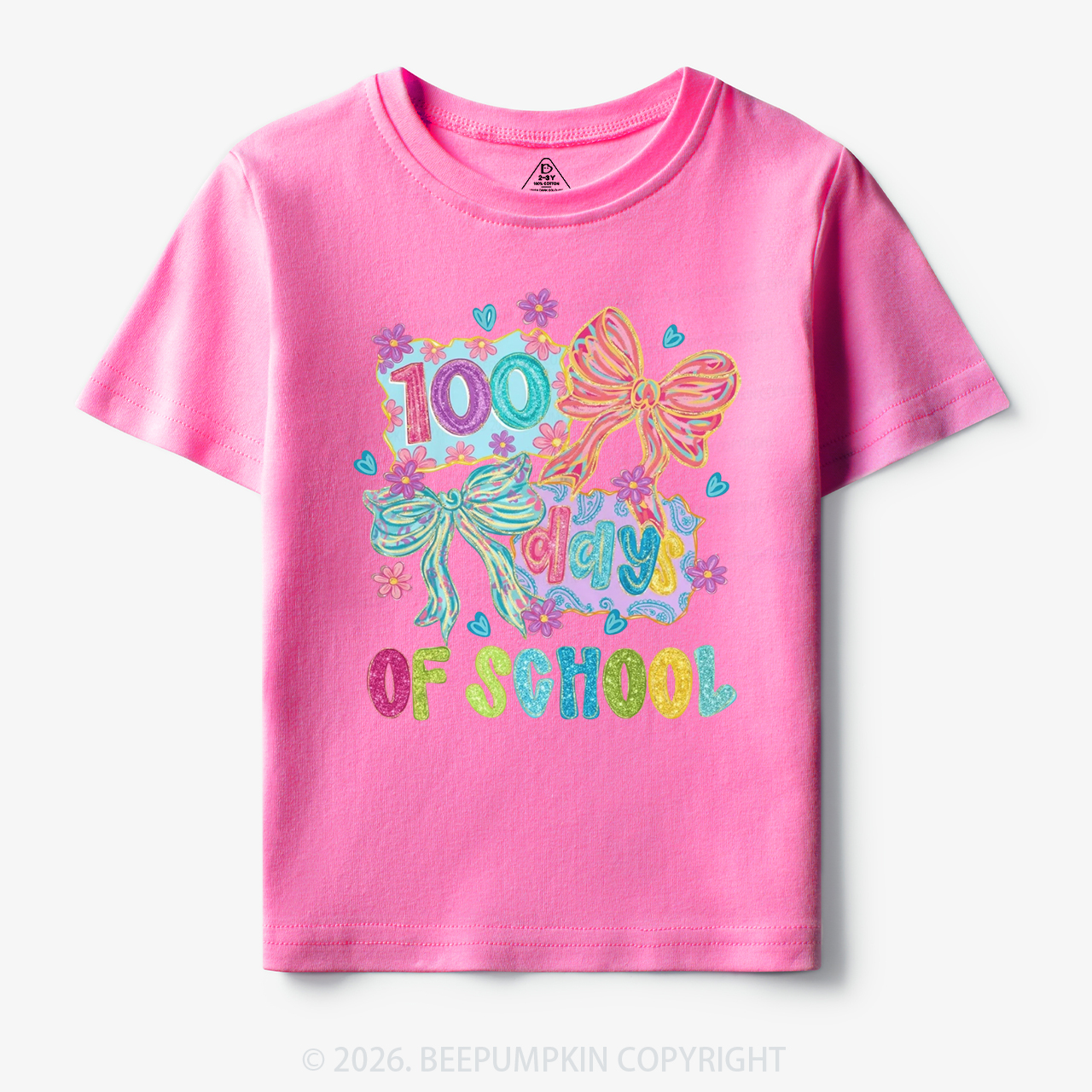 Sparkly Bow 100 Days of School Toddler&Kid's Tees