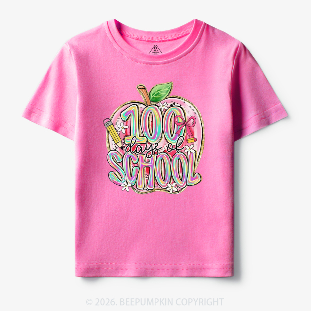 Pink Apple 100 Days of School Toddler&Kid's Tees