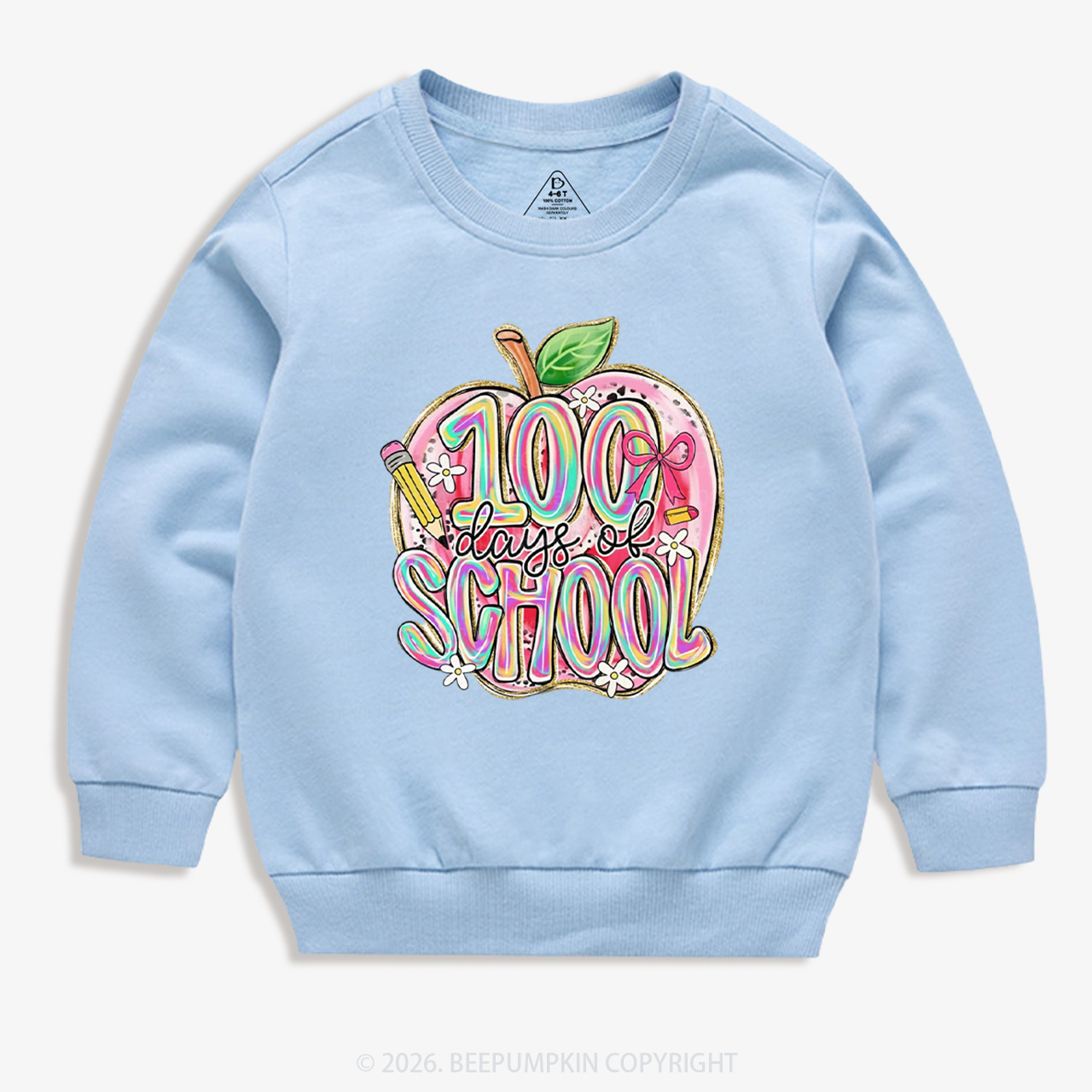 Pink Apple 100 Days of School Toddler&Kid's Sweatshirt